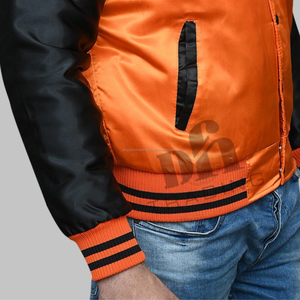 Chaquetas unisex personalizadas de satén al por mayor Varsity Letterman chaquetas de béisbol hombres mujeres MOQ bajo chaqueta de satén a prueba de viento soporte nuevo diseño - Product Image 4