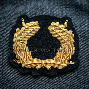 Custom Embroidered Gold Laurel Wreath <b>Sew</b>-On Fabric Patch For Uniform Garment - Product Image 6