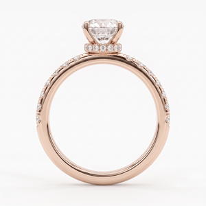 Elegante Anillo de Compromiso con Diamante Cultivado en Laboratorio, Corte Brillante Redondo, Chapado en Oro de 18K/14K, Halo Oculto, Joyería Fina para Mujer - Product Image 3