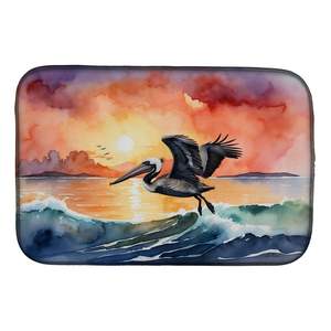 Estera de secado de platos Pelican Fiery Sunset de 14x21 ", escurridor de platos absorbente para encimera, alfombrillas y almohadillas multicolores para mostrador de cocina - Product Image 1