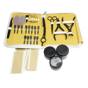 Complete Professional Hair Extension Stylist <b>Set</b> - Matte Black Series with Razor Comb, Cutting Shears, Application <b>Pliers</b> - Product Image 1