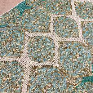 Oriental Handmade Fabric Table <b>Runner</b> Beaded Lotus Design Irregular Shape Mats & Pads - Product Image 2