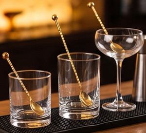 Cuillères à cocktail en acier inoxydable plaqué or de qualité supérieure, cuillères de bar classiques pour mélanger et remuer les boissons, ensemble d'outils de bar - Product Image 5