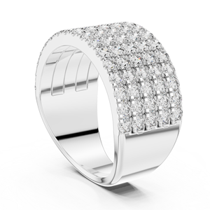 Anillo de Diamantes de Varias Filas Ancho de Oro Amarillo de 18K de Lujo |   Joyería Fina y de Lujo para Bodas - Product Image 5