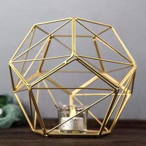 Terrarium en métal moderne pour l'intérieur, pot en verre, élégant support de plantes géométrique, décoration d'intérieur - Product Image 6
