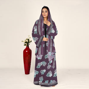 Abaya de Chifón Sólido con Pañuelo a Juego, Diseño Abierto por Delante, Mangas Largas - Vestido Islámico Modesto para Mujer, Suministro ODM - Product Image 5