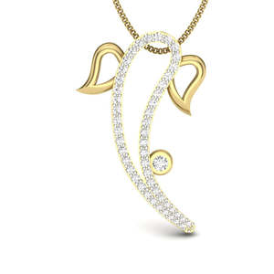 Yellow Gold Diamond <b>Elephant</b> Pendant With Round Brilliant Cut Stones Romantic Style Women's Jewelry - Product Image 2