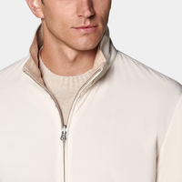 Blouson Bomber Homme Zippé Décontracté Automne Respirant Coupe-Vent Polyester Couleur Unie Coupe Droite Doublure Polaire Coton