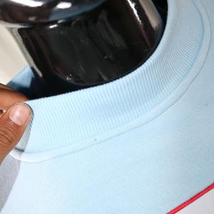 VS2 SKY BLUE <b>Mock</b> <b>Neck</b> Sweatshirt 100% Cotton WHITE Applique Embroidery wide <b>neck</b> Sweatshirt Finer Threads - Product Image 6