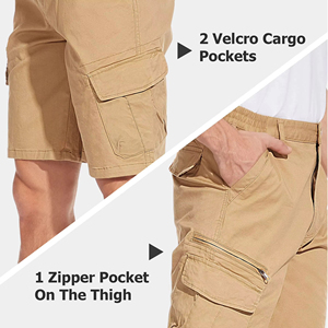 Pantalones Cortos Cargo de Color Sólido para Hombre, Cintura Media, Transpirables, de Algodón, con Bolsillos, Estilo Casual - Product Image 6