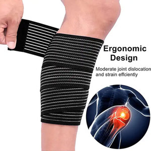 Manchon de genou rayé élastique pour homme, avec logo personnalisé imprimé, pour le fitness, motif noir et blanc - Product Image 5