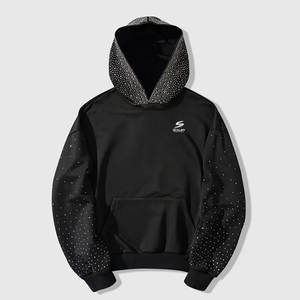 Sudadera con Capucha de Felpa con Pedrería, Estilo Casual Urbano, Moda de Invierno, Mezcla de Algodón Básico, Diseñada para un Uso Diario Cómodo, Estilo Moderno - Product Image 1