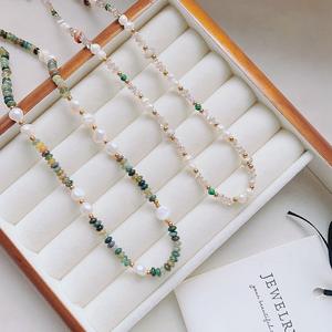 สร้อยคอไข่มุกน้ำจืดหลากสีธรรมชาติประดับด้วยหินหลากสีสำหรับผู้หญิง ฤดูใบไม้ร่วง ฤดูหนาว ไข่มุกทรงบาโรกสีน้ำตาล - Product Image 4