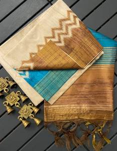 Sari de Seda Tusshar de Diseño Exclusivo de Boutique India, Sari de Primera Calidad, Último Modelo, para Fiestas Étnicas, el Más Vendido - Product Image 4