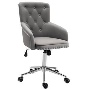Sedia da Ufficio Ergonomica Girevole con Schienale Medio, Rivestimento in Velluto Trapuntato e Finiture con Borchie - Product Image 1
