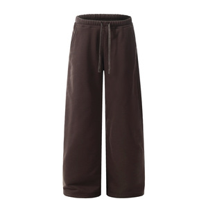 2026 High Quality Fleece Acid Wash Straight <b>Jogger</b> Loose <b>Stacked</b> Pants Men's Casual Vintage Drawstring Flare Sweatpants For Mens - Product Image 3