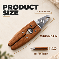 Coupe-ongles pour chien avec manche en bois, tête de coupe en acier inoxydable, retour automatique et verrou de rangement, portable et pratique pour l'entretien des griffes des animaux de compagnie