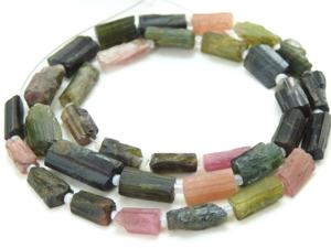 Perle tube en cristal naturel multi-tourmaline 16 pouces 5X3To14X5MM Strand Loose Raw Stone For Jewelry Making - Product Image 4
