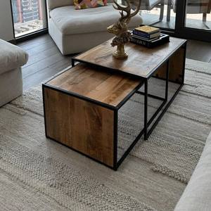 Mesa de Centro Rectangular de Madera Vandana Zenova Mira Nesting para Decoración Moderna de Sala de Estar - Product Image 1