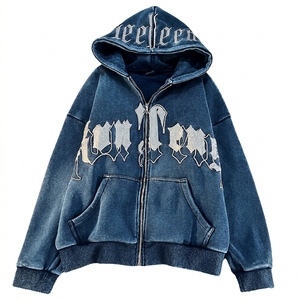 Sudadera con Capucha Oversize Estilo Urbano Lavado Ácido con Diseño de Letras Estampadas y Bordado Premium de Chenille - Product Image 2