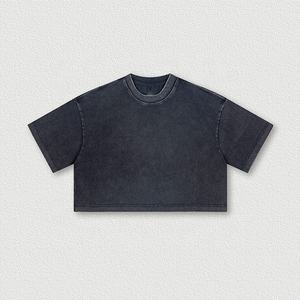 Camiseta Corta de Algodón con Lavado Ácido para Mujer, Manga Corta, Estilo Oversize, Casual, Streetwear, a la Moda - Product Image 2