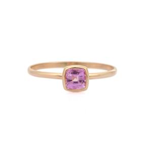 Anillo de piedras preciosas de zafiro Rosa Natural, joyería minimalista, oro amarillo sólido de 18K, anillos apilables, regalo de boda para invitados - Product Image 2