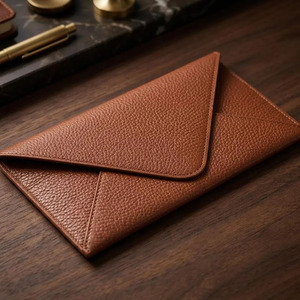 Sobre para efectivo de cuero genuino hecho a mano con cremallera segura, múltiples bolsillos, perfil compacto, artesanía premium y elegante. - Product Image 5