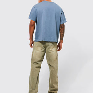 Camiseta Oversize de Corte Cuadrado para Hombre, Algodón Peinado Liso, Personalizable, Cuello Pequeño, Hombro Caído, Logo Frontal, Estilo Streetwear - Product Image 2