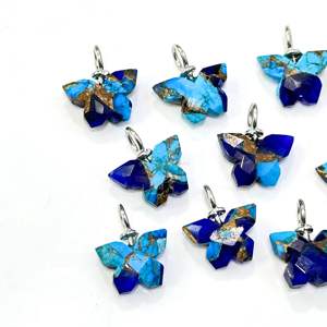 Pendentif Papillon en Turquoise Bleue Mohave AAA Lapis, en Argent Sterling 925, Sculpté à la Main, avec Pierre Précieuse en Turquoise Bleue, Bijou - Product Image 6