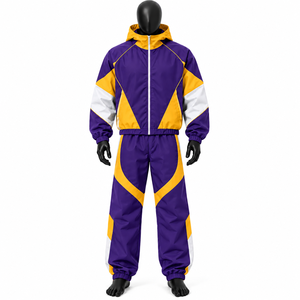 Nouveautés - Ensemble décontracté pour homme en nylon 100% - 2 pièces - Couleurs contrastées - Logo imprimé personnalisé - Coupe-vent - Ensemble pour homme - Product Image 1