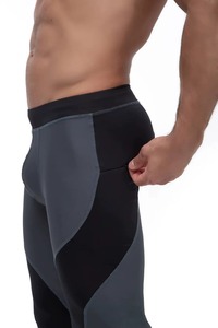 Custom Wholesale Uzas Sports Mens <b>Slim</b> Fit Compression <b>Leggings</b> Full Length Spandex/Polyester Elastic Waist Breathable Quick Dry - Product Image 4
