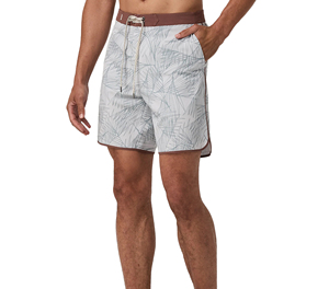 Short de bain pour homme à séchage rapide et écologique avec taille ajustable, motif floral tendance, en polyester/spandex coloré - Product Image 2