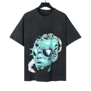 Vente en gros de T-shirts unisexes surdimensionnés de style hip-hop, 100% coton de haute qualité, 180g, lavés aux enzymes, à col en V, personnalisables par sérigraphie - Product Image 3