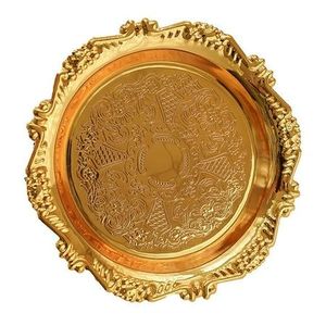 Bandeja de Servicio de Latón Macizo Hecha a Mano de Primera Calidad, Acabado Pulido Espejo, Bandeja de Latón con Acabado Dorado de Lujo, Bandeja Decorativa de Latón para Servir - Product Image 3