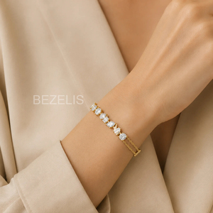 Pulsera de Oro con Diamantes Cultivados en Laboratorio de Formas Variadas, Diseño Contemporáneo, Corte Mixto Vibrante - Product Image 1