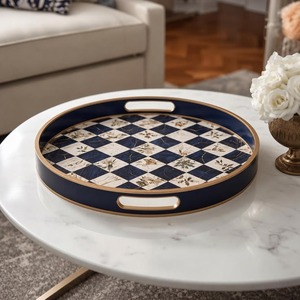Striped Bone Inlay <b>Wood</b> Serving Trays Handmade Decorative Tableware Contemporary Home Decor <b>Coffee</b> <b>Table</b> Restaurant Presentation - Product Image 5