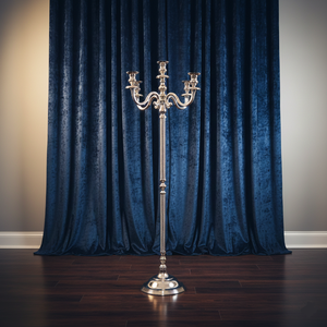 เชิงเทียนทรงสูงแบบตั้งพื้น ราคาขายส่ง ชุบนิกเกิลเงางาม ขัดเงาด้วยมือ ทำจากโลหะ งานแฮนด์เมด ฐานกลม พร้อมจำหน่าย - Product Image 2