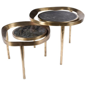 Mesas de centro de diseño con hojas metálicas de primera calidad, recubiertas de polvo blanco y chapadas en oro, con marco de mármol blanco, recién llegadas. - Product Image 2