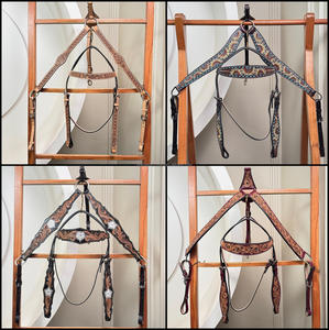 Western Headstall & Breast Collar Set Premium Cuero de vaca Ligero Top Trending Custom Beaded Designs Seasonal Horse Tack - Product Image 3