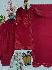 Conjunto de traje Farshi Salwar TENNECY de cristal romano con bordados pesados y lentejuelas, con trabajo de corte elegante, para mujer, ideal para fiestas. - Product Image 4