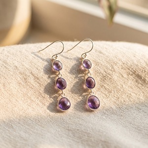 Pendientes Colgantes de Amatista Natural, Plata de Ley 925, Gema Morada Facetada, Pendientes de Gota Hechos a Mano, Joyería Fina, Regalo - Product Image 3