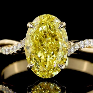 Anillo de Compromiso Vintage con Diamante Cultivado en Laboratorio de Corte Ovalado de 2.25 CT, Color Amarillo Intenso, Certificado IGI, Oro Amarillo de 18K con Diseño Trenzado - Product Image 3