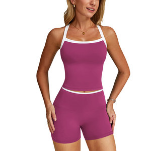 Latest Trending Design Women's 2 Piece <b>Sets</b> High Elasticity Waistband Shorts Breathable Gym Yoga Aerobics Cardio Women's <b>Sets</b> - Product Image 3