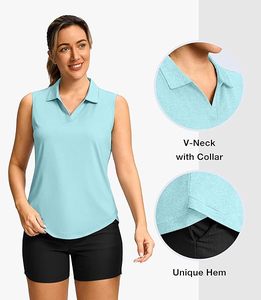 OEM Moisture Wicking Ladies Sleeveless Golf <b>t</b> <b>Shirts</b> Lightweight Athletic Training Polo Top V-Neck Collared Sports Tank Tops - Product Image 5