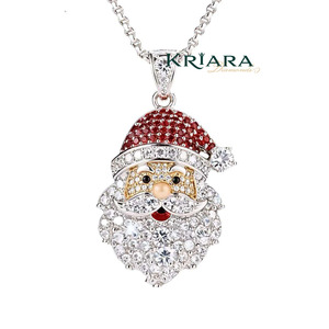 Colgante de Papá Noel con Piedras de Moissanita, Plata 925, Chapado en Oro y Rodio, Amuleto Temático Adorable, Regalo Unisex - Product Image 1
