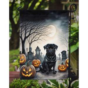 Drapeau de jardin multicolore Spooky Halloween Carlin noir Design pour boîte aux lettres Bannière décorative Patio Artwork pour parterres de fleurs Jardin - Product Image 3