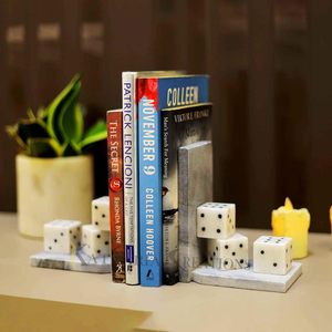 Luxury Marble Dice Decorative <b>Book</b> Holder Set Modern Desk Organizer for Home Office <b>Library</b> Shelf and Study Room Decor - Product Image 2