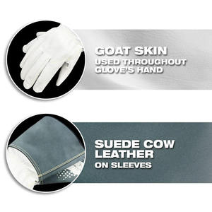 Gants de protection robustes pour soudage TIG, à manchette longue, en cuir de chèvre et croûte de cuir de vache, anti-coupure - Product Image 2