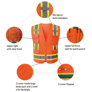 Gilet de travail haute visibilité en polyester réfléchissant noir, bleu, rouge – Sécurité, protection fluorescente, maille respirante - Product Image 2