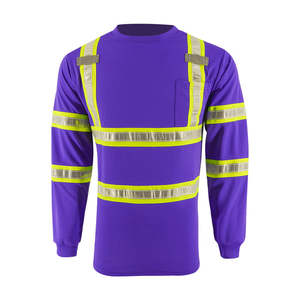 Unisex Long Sleeve <b>Hi</b> <b>Vis</b> Work Polo <b>Shirts</b> Safety Uniforms Reflective Strips Quick Dry Breathable Polyester/Cotton - Product Image 4